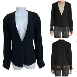 IRO Paris Licious  Black V-Neck Blouse Viscose Long Sleeve Made in France  40 M